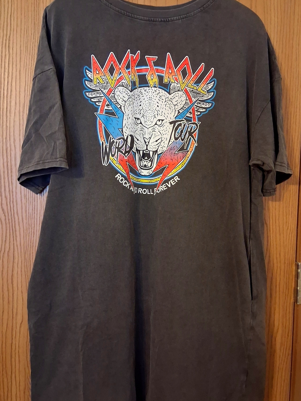 Blue Velvet Black Rock & Roll Graphic Short Sleeve Tee Dress